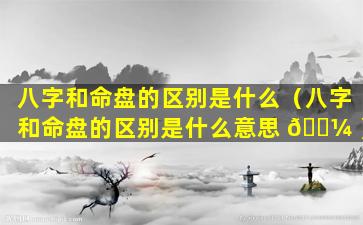 八字和命盘的区别是什么（八字和命盘的区别是什么意思 🐼 ）